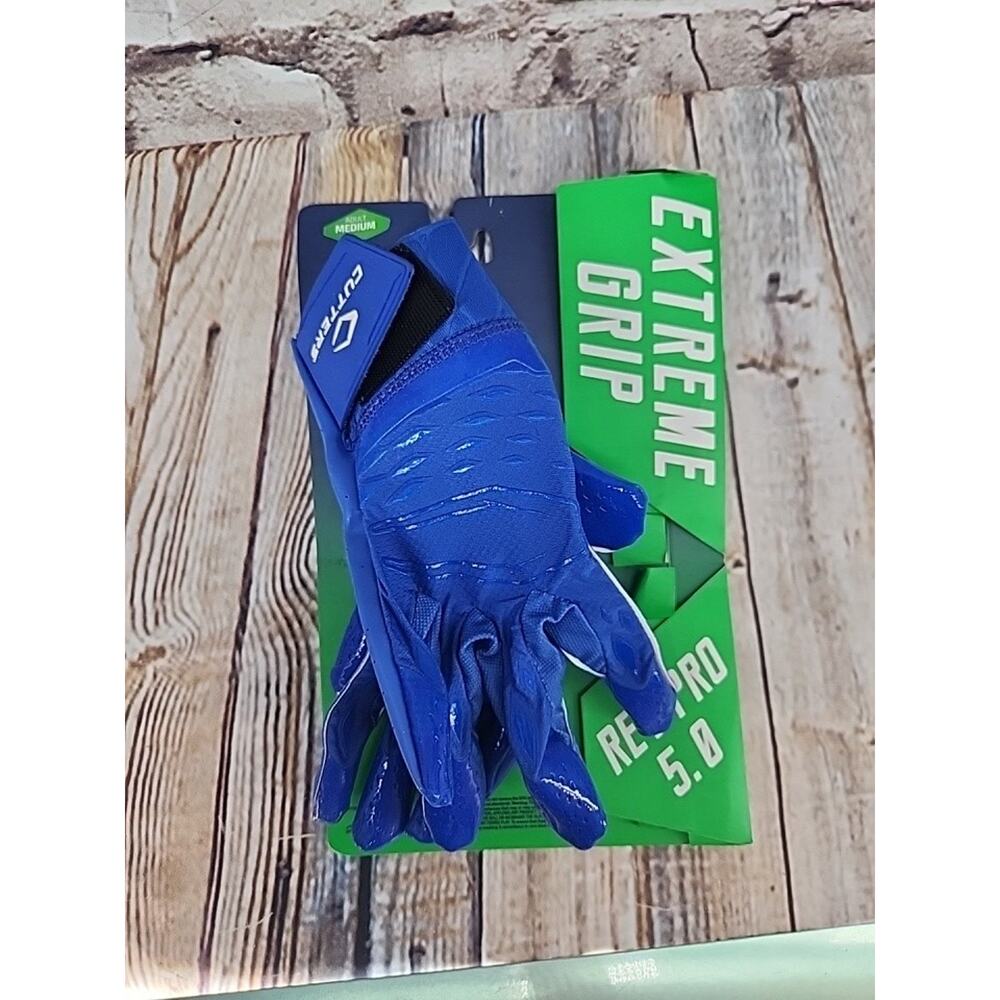 Cutters Rev Pro 5.0 Extreme Grip Football Gloves Blue Adult Size Medium New